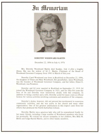 In Memory of Dorothy Woodward Martin